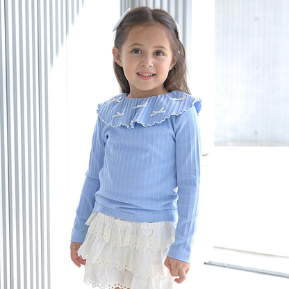 Japanese children's clothing Ly# mine 2Way front and back two-piece lotus leaf collar top 100-150cm girls spring and summer TOPS 