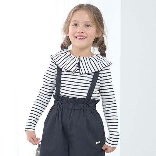 Japanese children's clothing Ly# mine 2Way front and back two-piece lotus leaf collar top 100-150cm girls spring and summer TOPS 