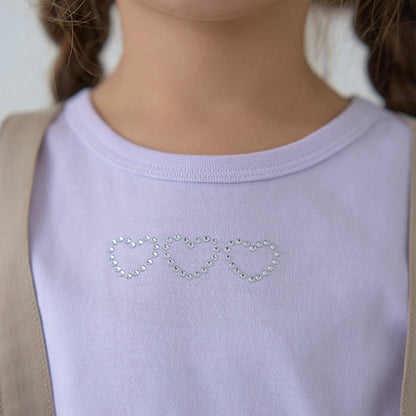 Japanese children's clothing Ly# mine color matching rhinestone puff sleeve top 100-150cm girls spring and summer TOPS 