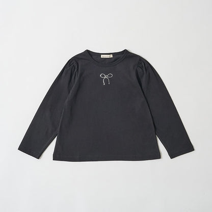 Japanese children's clothing Ly# mine color matching rhinestone puff sleeve top 100-150cm girls spring and summer TOPS 