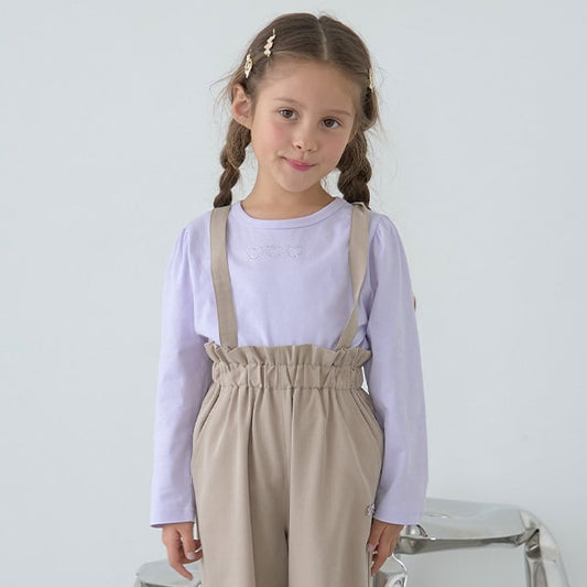 Japanese children's clothing Ly# mine color matching rhinestone puff sleeve top 100-150cm girls spring and summer TOPS 