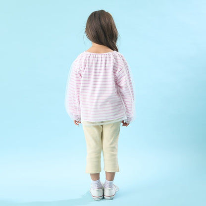 Japanese children's clothing Ly# mine mesh sleeve top 100-150cm girls spring and summer TOPS 