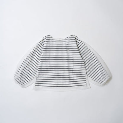 Japanese children's clothing Ly# mine mesh sleeve top 100-150cm girls spring and summer TOPS 
