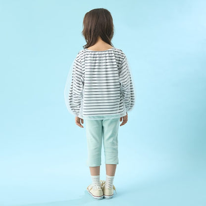 Japanese children's clothing Ly# mine mesh sleeve top 100-150cm girls spring and summer TOPS 
