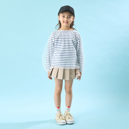 Japanese children's clothing Ly# mine mesh sleeve top 100-150cm girls spring and summer TOPS 