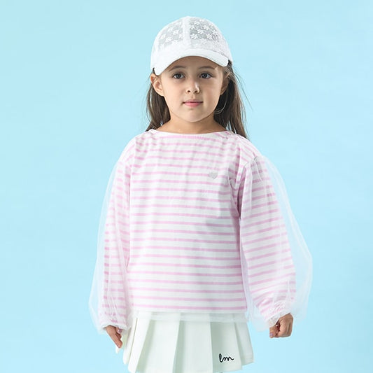 Japanese children's clothing Ly# mine mesh sleeve top 100-150cm girls spring and summer TOPS 