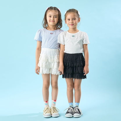 Japanese children's clothing Ly# mine heart embroidered top 100-150cm girls spring and summer TOPS 