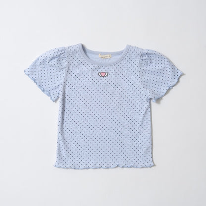 Japanese children's clothing Ly# mine heart embroidered top 100-150cm girls spring and summer TOPS 