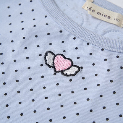 Japanese children's clothing Ly# mine heart embroidered top 100-150cm girls spring and summer TOPS 