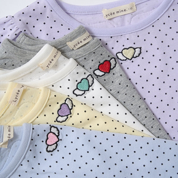 Japanese children's clothing Ly# mine heart embroidered top 100-150cm girls spring and summer TOPS 