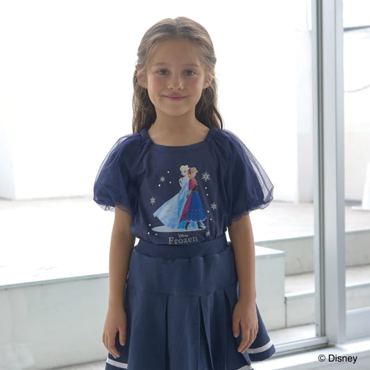 Japanese children's clothing Ly# mine x Disney seersucker sleeve top 100-140cm girls spring and summer TOPS 