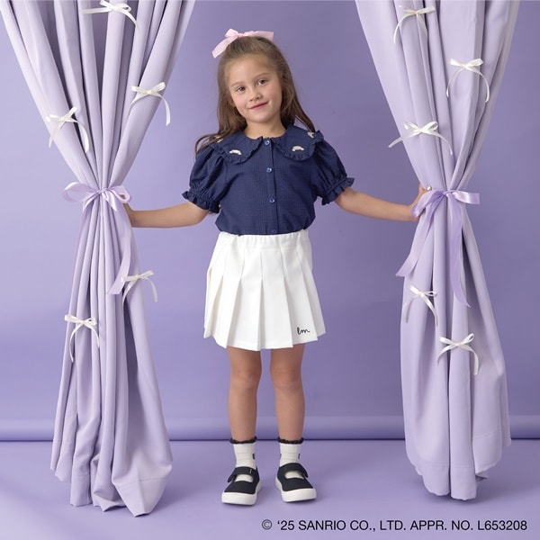 日本童裝 Ly# mine x Sanrio 泡泡袖襯衫上衣連髮繩 100-140cm 女童款 春夏季 TOPS