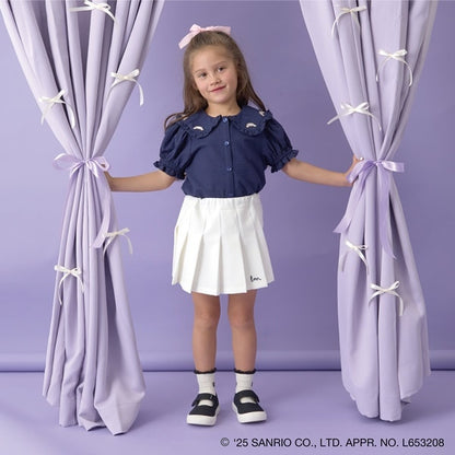 日本童裝 Ly# mine x Sanrio 泡泡袖襯衫上衣連髮繩 100-140cm 女童款 春夏季 TOPS