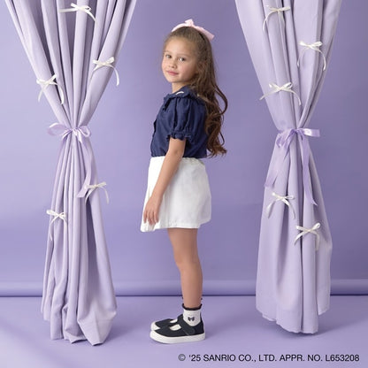 日本童裝 Ly# mine x Sanrio 泡泡袖襯衫上衣連髮繩 100-140cm 女童款 春夏季 TOPS