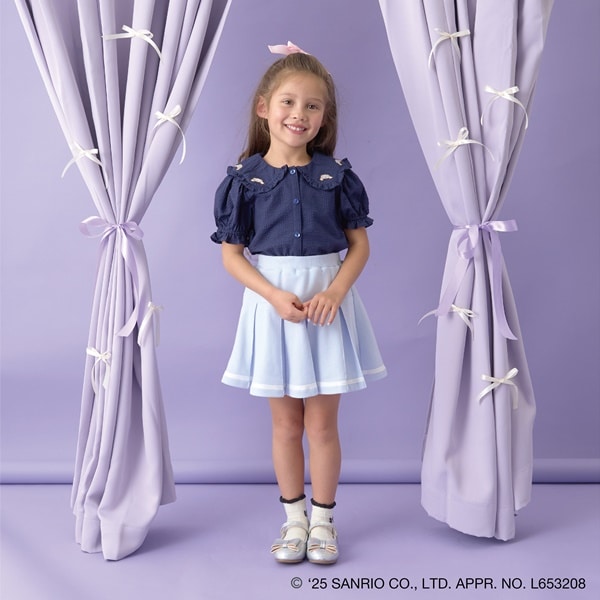 日本童裝 Ly# mine x Sanrio 泡泡袖襯衫上衣連髮繩 100-140cm 女童款 春夏季 TOPS