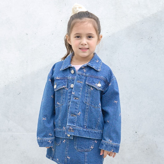 Japanese children's clothing Ly# mine embroidered denim jacket 100-150cm girls spring and summer OUTERWEAR 