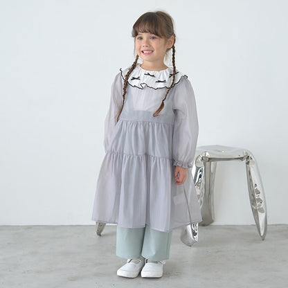 Japanese children's clothing Ly# mine transparent tulle dress 100-150cm girls spring and summer dresses 