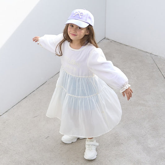 Japanese children's clothing Ly# mine transparent tulle dress 100-150cm girls spring and summer dresses 