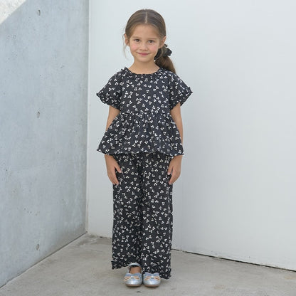 Japanese children's clothing Ly# mine ruffled top and pants two-piece suit 100-150cm girls spring and summer TOPS PANTS 