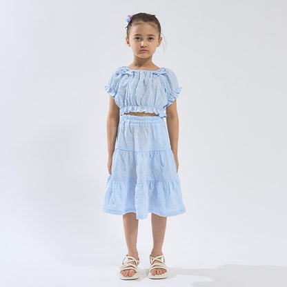 Japanese children's clothing Ly# mine 2Way front and back two-piece top and skirt set 100-150cm girls spring and summer TOPS SKIRTS 