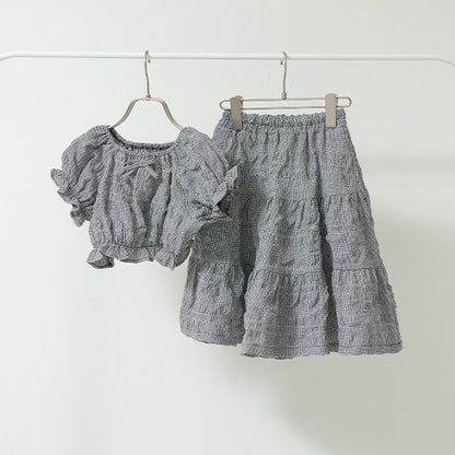 Japanese children's clothing Ly# mine 2Way front and back two-piece top and skirt set 100-150cm girls spring and summer TOPS SKIRTS 