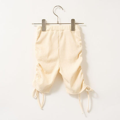 Japanese children's clothing Ly# mine wrinkled drawstring leggings 100-150cm girls summer PANTS 