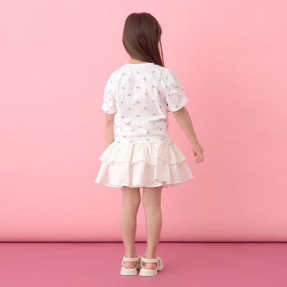 Japanese children's clothing Ly# mine wrinkled sleeve short-sleeved top 100-150cm girls summer TOPS 