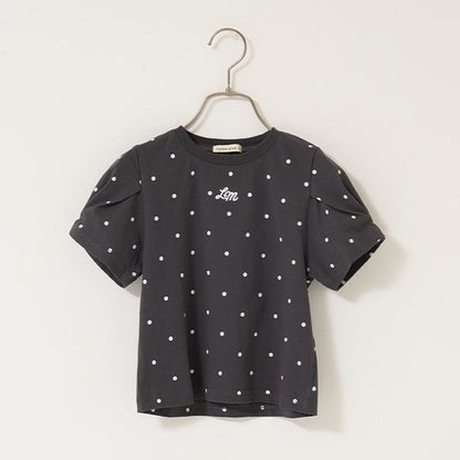 Japanese children's clothing Ly# mine wrinkled sleeve short-sleeved top 100-150cm girls summer TOPS 