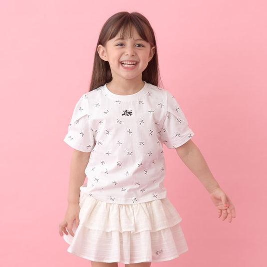 Japanese children's clothing Ly# mine wrinkled sleeve short-sleeved top 100-150cm girls summer TOPS 