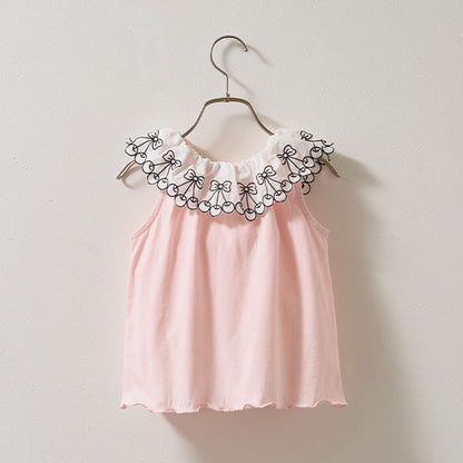 Japanese children's clothing Ly# mine cherry collar vest 100-150cm girls summer TOPS 