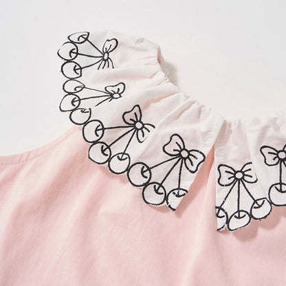 Japanese children's clothing Ly# mine cherry collar vest 100-150cm girls summer TOPS 