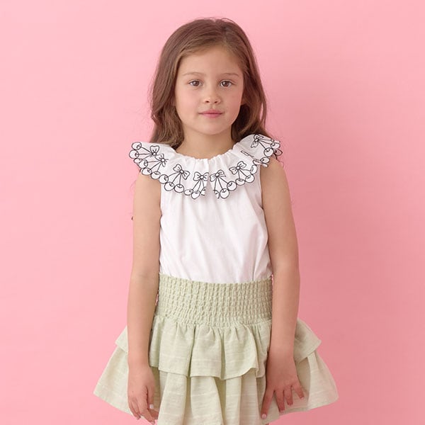 Japanese children's clothing Ly# mine cherry collar vest 100-150cm girls summer TOPS 
