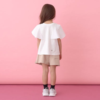 Japanese children's clothing Ly# mine 2Way double-sided lace sleeve top 100-150cm girls summer TOPS 