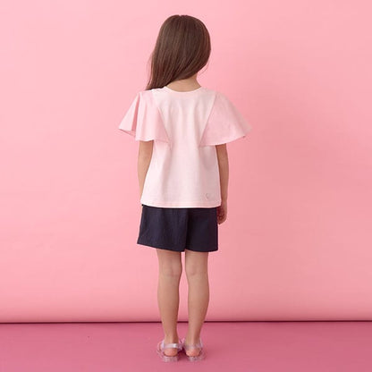 Japanese children's clothing Ly# mine 2Way double-sided lace sleeve top 100-150cm girls summer TOPS 