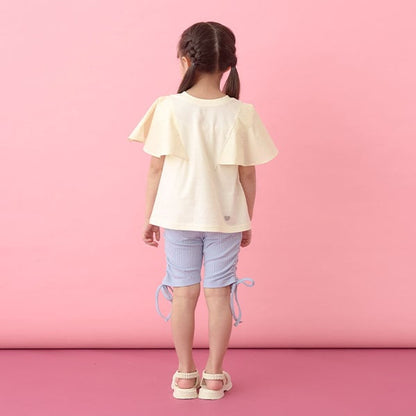 Japanese children's clothing Ly# mine 2Way double-sided lace sleeve top 100-150cm girls summer TOPS 