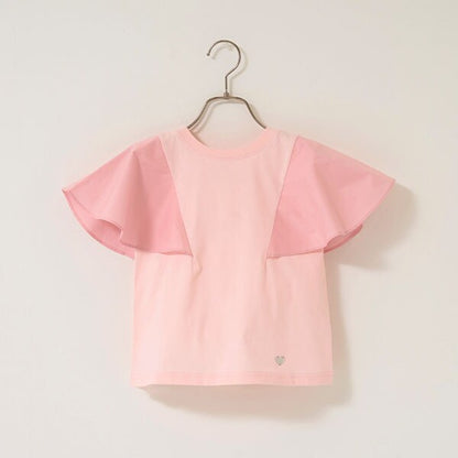 Japanese children's clothing Ly# mine 2Way double-sided lace sleeve top 100-150cm girls summer TOPS 