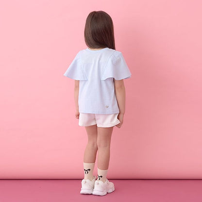 Japanese children's clothing Ly# mine 2Way double-sided lace sleeve top 100-150cm girls summer TOPS 