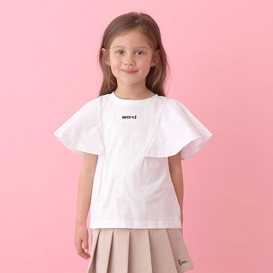 Japanese children's clothing Ly# mine 2Way double-sided lace sleeve top 100-150cm girls summer TOPS 