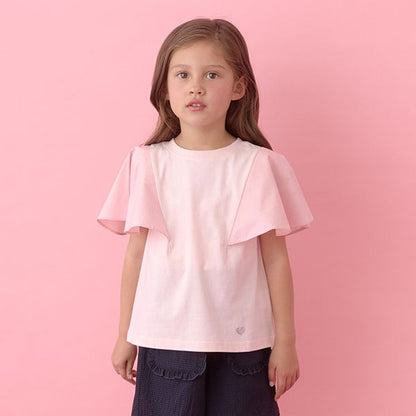 Japanese children's clothing Ly# mine 2Way double-sided lace sleeve top 100-150cm girls summer TOPS 