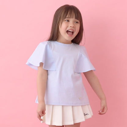Japanese children's clothing Ly# mine 2Way double-sided lace sleeve top 100-150cm girls summer TOPS 
