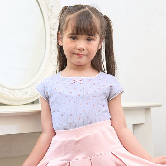 Japanese children's clothing Ly# mine floral top 100-150cm girls summer TOPS 