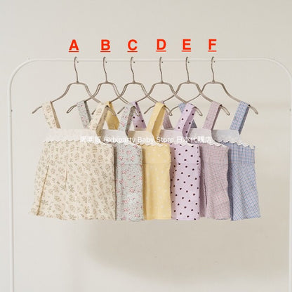 Japanese children's clothing Ly# mine ruffled camisole top 100-150cm girls summer TOPS 