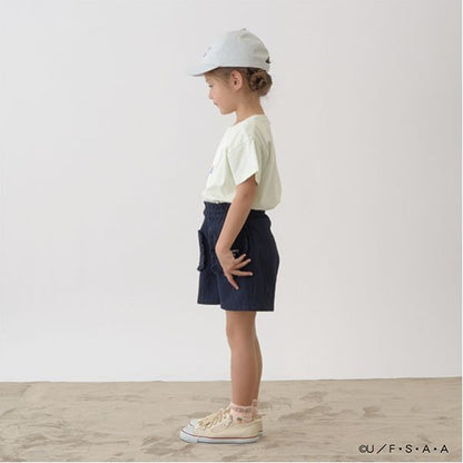 Japanese children's clothing Ly# mine x Crayon Shin-chan 3D White Short-sleeved Top 100-140cm Girls Summer TOPS 