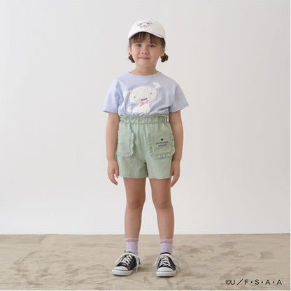 Japanese children's clothing Ly# mine x Crayon Shin-chan 3D White Short-sleeved Top 100-140cm Girls Summer TOPS 