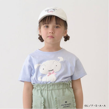 Japanese children's clothing Ly# mine x Crayon Shin-chan 3D White Short-sleeved Top 100-140cm Girls Summer TOPS 