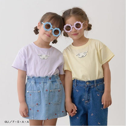 Japanese children's clothing Ly# mine x Crayon Shin-chan furry white short-sleeved top 100-140cm girls summer TOPS 