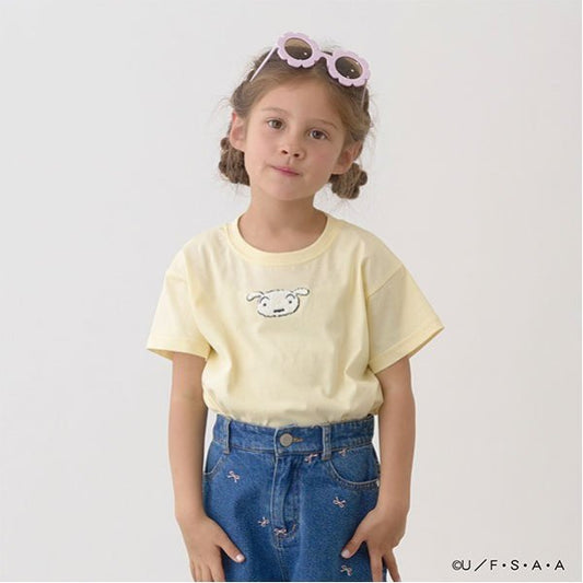 Japanese children's clothing Ly# mine x Crayon Shin-chan furry white short-sleeved top 100-140cm girls summer TOPS 