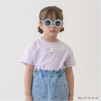 Japanese children's clothing Ly# mine x Crayon Shin-chan furry white short-sleeved top 100-140cm girls summer TOPS 