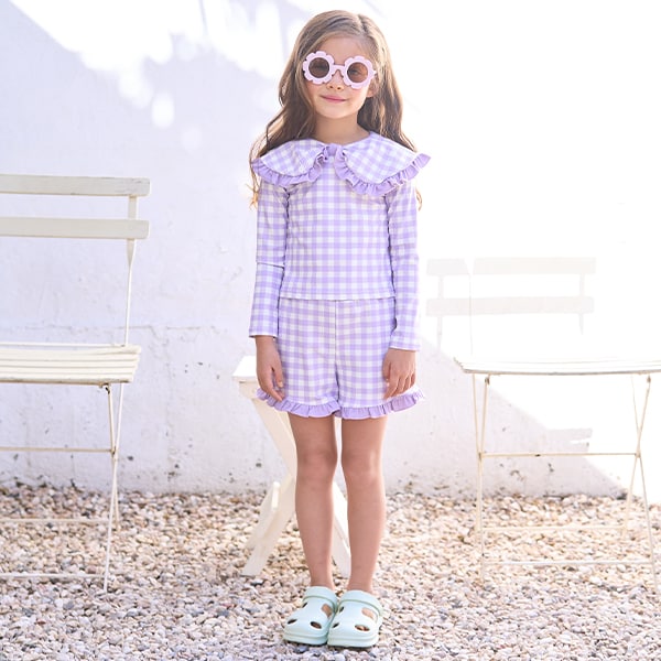 Japanese children's clothing Ly# mine UV protection swimsuit two-piece set 100-130cm girls summer swimsuit special edition [Japan pre-sale: mid-April 2025] 