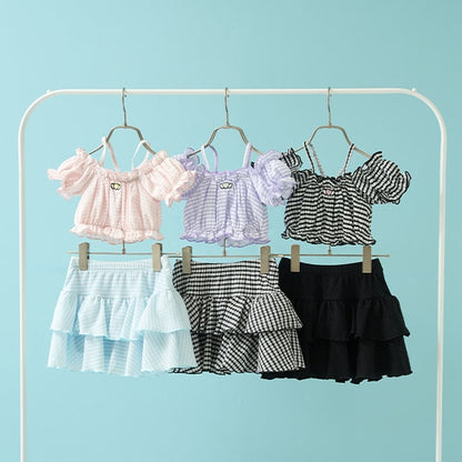 Japanese children's clothing Ly# mine UV protection swimsuit two-piece set 100-130cm girls summer swimsuit special edition [Japan pre-sale: mid-April 2025] 